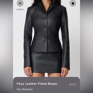 Faux Leather Fitted Blazer